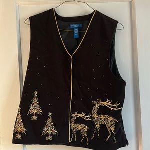 Black Velvet Christmas Vest | Karen Scott